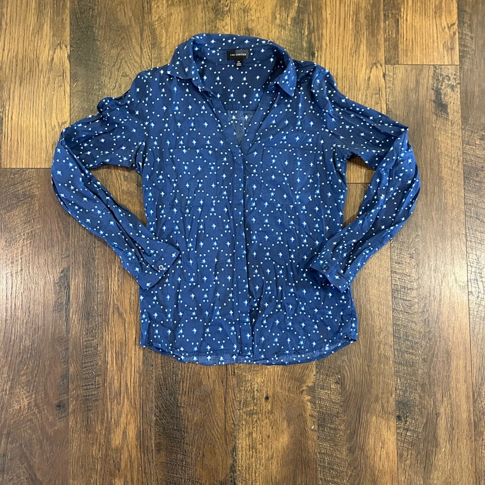 Women’s Navy Banana Republic Button Up Collard Business Shirt